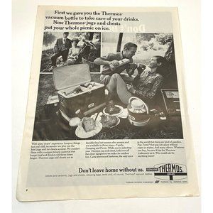 Thermos Vintage Print Ad 1968 Coolers Jugs Don't Leave Home Without Us